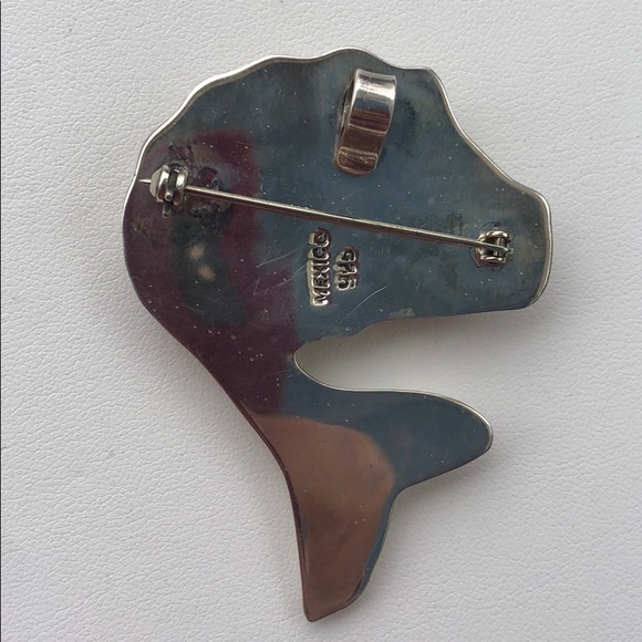 Puffy 80’s Sterling Silver Fish Pin-Pendant - Picture 3 of 8